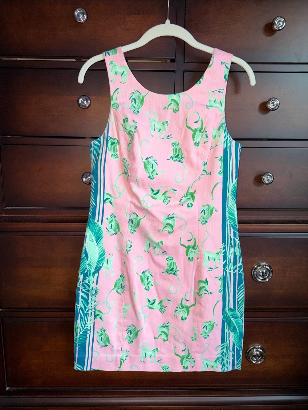 Lilly Pulitzer Mila Stretch Shift Dress Pink & Green Small